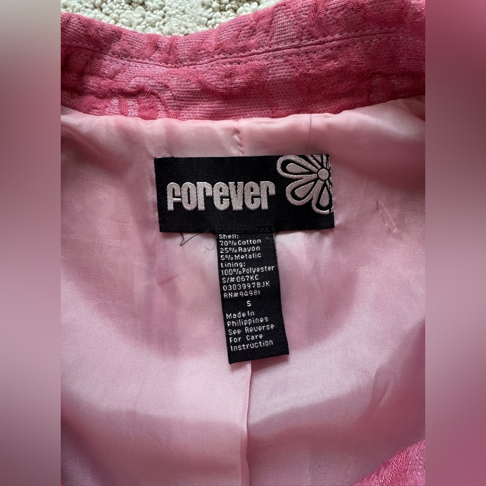 ~2 for $14~ Y2K Pink Brocade Pea Coat - Picture 14 of 17